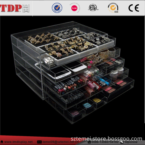 wholesale clear makeup organizer acrylic cosmetic 5 drawer acrylic makeup organizer